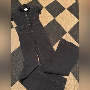 Showpo Black Button-Front Denim Jumpsuit